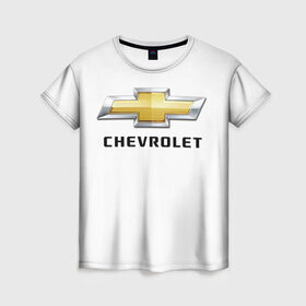 Женская футболка 3D с принтом Chevrolet в Петрозаводске, 100% полиэфир ( синтетическое хлопкоподобное полотно) | прямой крой, круглый вырез горловины, длина до линии бедер | brand | car | chevrolet | logo | usa | автомобиль | логотип | марка | сша | шевроле