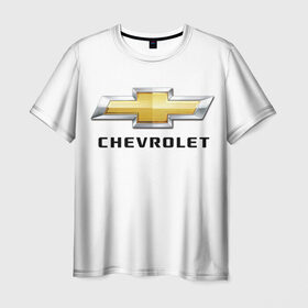 Мужская футболка 3D с принтом Chevrolet в Петрозаводске, 100% полиэфир | прямой крой, круглый вырез горловины, длина до линии бедер | brand | car | chevrolet | logo | usa | автомобиль | логотип | марка | сша | шевроле
