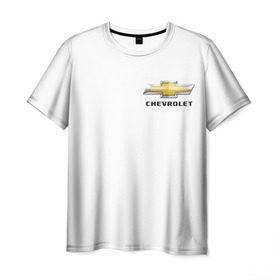 Мужская футболка 3D с принтом Chevrolet в Петрозаводске, 100% полиэфир | прямой крой, круглый вырез горловины, длина до линии бедер | brand | car | chevrolet | logo | usa | автомобиль | логотип | марка | сша | шевроле