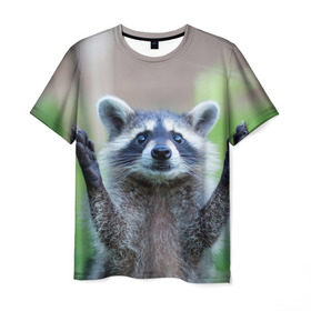 Мужская футболка 3D с принтом Восславим в Петрозаводске, 100% полиэфир | прямой крой, круглый вырез горловины, длина до линии бедер | raccoon | енот