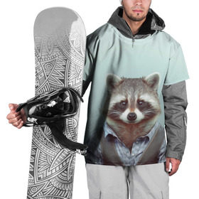 Накидка на куртку 3D с принтом Хипстер Енот в Петрозаводске, 100% полиэстер |  | raccoon | енот