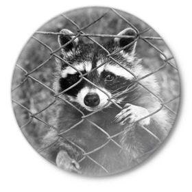Значок с принтом Свободу Енотам в Петрозаводске,  металл | круглая форма, металлическая застежка в виде булавки | raccoon | енот