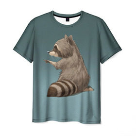 Мужская футболка 3D с принтом There в Петрозаводске, 100% полиэфир | прямой крой, круглый вырез горловины, длина до линии бедер | raccoon | енот