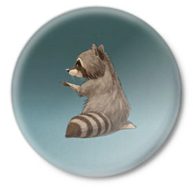 Значок с принтом There в Петрозаводске,  металл | круглая форма, металлическая застежка в виде булавки | raccoon | енот