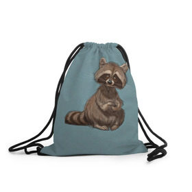 Рюкзак-мешок 3D с принтом Raccoon в Петрозаводске, 100% полиэстер | плотность ткани — 200 г/м2, размер — 35 х 45 см; лямки — толстые шнурки, застежка на шнуровке, без карманов и подкладки | raccoon | енот