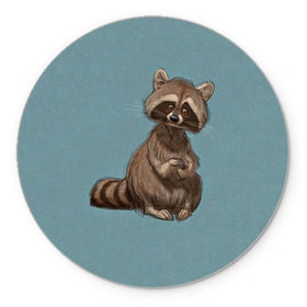 Коврик круглый с принтом Raccoon в Петрозаводске, резина и полиэстер | круглая форма, изображение наносится на всю лицевую часть | raccoon | енот