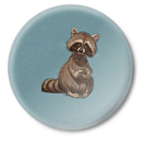 Значок с принтом Raccoon в Петрозаводске,  металл | круглая форма, металлическая застежка в виде булавки | raccoon | енот