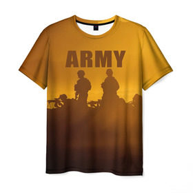 Мужская футболка 3D с принтом Армия в Петрозаводске, 100% полиэфир | прямой крой, круглый вырез горловины, длина до линии бедер | 