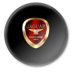 Значок с принтом Jaguar в Петрозаводске,  металл | круглая форма, металлическая застежка в виде булавки | Тематика изображения на принте: brand | car | jaguar | logo | автомобиль | британия | логотип | марка
