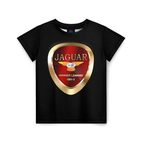 Детская футболка 3D с принтом Jaguar в Петрозаводске, 100% гипоаллергенный полиэфир | прямой крой, круглый вырез горловины, длина до линии бедер, чуть спущенное плечо, ткань немного тянется | brand | car | jaguar | logo | автомобиль | британия | логотип | марка