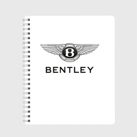 Тетрадь с принтом Bentley в Петрозаводске, 100% бумага | 48 листов, плотность листов — 60 г/м2, плотность картонной обложки — 250 г/м2. Листы скреплены сбоку удобной пружинной спиралью. Уголки страниц и обложки скругленные. Цвет линий — светло-серый
 | Тематика изображения на принте: bentley | brand | britain | car | elite | expensive | limited | logo | mtorz | автомобиль | британия | бэнтли | дорогой | лимитед | логотип | марка | мторз | элитный