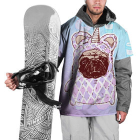 Накидка на куртку 3D с принтом мопс-единорог в Петрозаводске, 100% полиэстер |  | dog | mops | tmblr | tumbler | unicorn | единорог | мопс