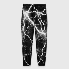 Мужские брюки 3D с принтом Энергия в Петрозаводске, 100% полиэстер | манжеты по низу, эластичный пояс регулируется шнурком, по бокам два кармана без застежек, внутренняя часть кармана из мелкой сетки | молния | черно белый | черный