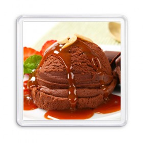 Магнит 55*55 с принтом Шоколадное мороженое 2 в Петрозаводске, Пластик | Размер: 65*65 мм; Размер печати: 55*55 мм | 