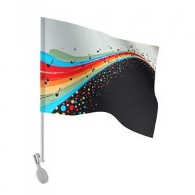 Флаг для автомобиля с принтом Музыка в Петрозаводске, 100% полиэстер | Размер: 30*21 см | watercolor | абстракция красок | брызги красок | краска | круги | музыка | ноты | потертость красок