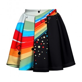 Детская юбка-солнце 3D с принтом Музыка в Петрозаводске, 100% полиэстер | Эластичный пояс, крупные складки | watercolor | абстракция красок | брызги красок | краска | круги | музыка | ноты | потертость красок