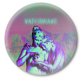Значок с принтом Vaporwave статуя в Петрозаводске,  металл | круглая форма, металлическая застежка в виде булавки | Тематика изображения на принте: 2к17 | iwkyasap | vaporwave | мода | музыка vaporwave | статуя | стиль | хайп