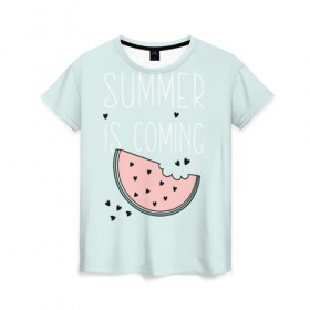 Женская футболка 3D с принтом Summer в Петрозаводске, 100% полиэфир ( синтетическое хлопкоподобное полотно) | прямой крой, круглый вырез горловины, длина до линии бедер | hipster | swag | vegan | vegetarian | веган | вегетарианство | еда | свэг | хипстер