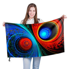 Флаг 3D с принтом Двойной фрактал в Петрозаводске, 100% полиэстер | плотность ткани — 95 г/м2, размер — 67 х 109 см. Принт наносится с одной стороны | абстракция | цветные | яркие