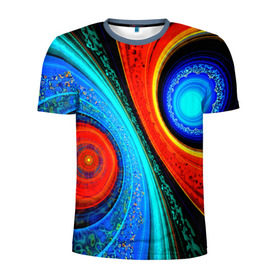 Мужская футболка 3D спортивная с принтом Двойной фрактал в Петрозаводске, 100% полиэстер с улучшенными характеристиками | приталенный силуэт, круглая горловина, широкие плечи, сужается к линии бедра | абстракция | цветные | яркие