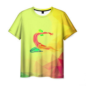 Мужская футболка 3D с принтом Гимнастика в Петрозаводске, 100% полиэфир | прямой крой, круглый вырез горловины, длина до линии бедер | Тематика изображения на принте: 3d | абстракция | арт | гимнастика | другие | полигоны | прикольные | спорт | цветные | яркие