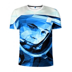 Мужская футболка 3D спортивная с принтом Гагарин в Петрозаводске, 100% полиэстер с улучшенными характеристиками | приталенный силуэт, круглая горловина, широкие плечи, сужается к линии бедра | 3d | арт | гагарин | другие | космонавт | космонавтики | космос | полигоны | прикольные | текстуры | яркие