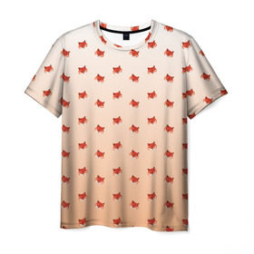 Мужская футболка 3D с принтом лисица паттерн low poly в Петрозаводске, 100% полиэфир | прямой крой, круглый вырез горловины, длина до линии бедер | low poly | pattern | запечатка | звери | лес | лиса | лисица | лисичка | оранжевый | паттерн