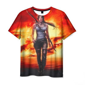 Мужская футболка 3D с принтом Tomb Raider в Петрозаводске, 100% полиэфир | прямой крой, круглый вырез горловины, длина до линии бедер | 