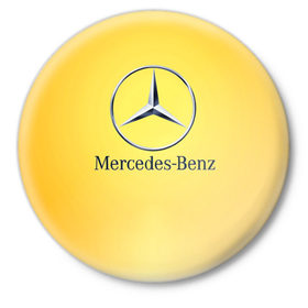 Значок с принтом Yellow Benz в Петрозаводске,  металл | круглая форма, металлическая застежка в виде булавки | Тематика изображения на принте: car | mercedes | авто | мерседес