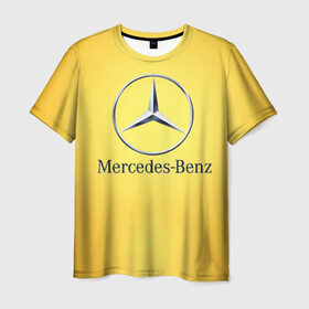 Мужская футболка 3D с принтом Yellow Benz в Петрозаводске, 100% полиэфир | прямой крой, круглый вырез горловины, длина до линии бедер | car | mercedes | авто | мерседес