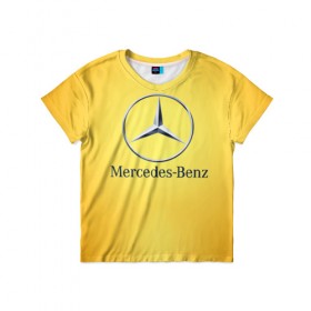 Детская футболка 3D с принтом Yellow Benz в Петрозаводске, 100% гипоаллергенный полиэфир | прямой крой, круглый вырез горловины, длина до линии бедер, чуть спущенное плечо, ткань немного тянется | car | mercedes | авто | мерседес