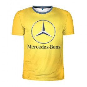 Мужская футболка 3D спортивная с принтом Yellow Benz в Петрозаводске, 100% полиэстер с улучшенными характеристиками | приталенный силуэт, круглая горловина, широкие плечи, сужается к линии бедра | car | mercedes | авто | мерседес