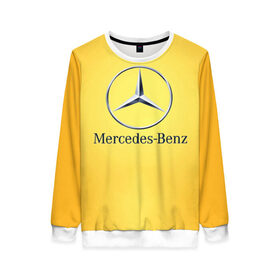 Женский свитшот 3D с принтом Yellow Benz в Петрозаводске, 100% полиэстер с мягким внутренним слоем | круглый вырез горловины, мягкая резинка на манжетах и поясе, свободная посадка по фигуре | car | mercedes | авто | мерседес