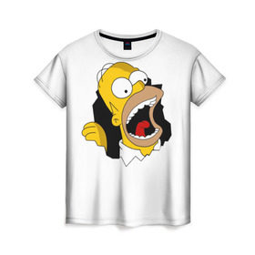 Женская футболка 3D с принтом The Simpsons в Петрозаводске, 100% полиэфир ( синтетическое хлопкоподобное полотно) | прямой крой, круглый вырез горловины, длина до линии бедер | гомер | крик | симпсоны | спрингфилд