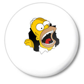Значок с принтом The Simpsons в Петрозаводске,  металл | круглая форма, металлическая застежка в виде булавки | Тематика изображения на принте: гомер | крик | симпсоны | спрингфилд