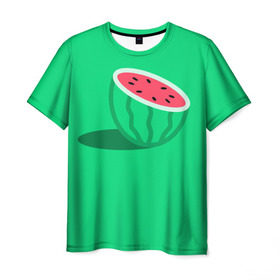 Мужская футболка 3D с принтом Арбуз в Петрозаводске, 100% полиэфир | прямой крой, круглый вырез горловины, длина до линии бедер | fruits | vegan | vegetables | vegetarian | веган | вегетарианство | еда | овощи | фрукты