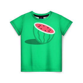 Детская футболка 3D с принтом Арбуз в Петрозаводске, 100% гипоаллергенный полиэфир | прямой крой, круглый вырез горловины, длина до линии бедер, чуть спущенное плечо, ткань немного тянется | Тематика изображения на принте: fruits | vegan | vegetables | vegetarian | веган | вегетарианство | еда | овощи | фрукты