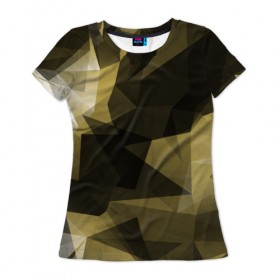 Женская футболка 3D с принтом Camo - Black & Yellow (Чёрно-жёлтый камуфляж) в Петрозаводске, 100% полиэфир ( синтетическое хлопкоподобное полотно) | прямой крой, круглый вырез горловины, длина до линии бедер | 0x000000123 | camo | камуфляж