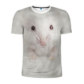 Мужская футболка 3D спортивная с принтом Крыса в Петрозаводске, 100% полиэстер с улучшенными характеристиками | приталенный силуэт, круглая горловина, широкие плечи, сужается к линии бедра | Тематика изображения на принте: животные | крыса | мордочка | мышка | мышь | природа