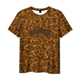 Мужская футболка 3D с принтом The Prodigy в Петрозаводске, 100% полиэфир | прямой крой, круглый вырез горловины, длина до линии бедер | муравей | оранжевый | панк | паттерн | продиджи | рейв | текстура | техно