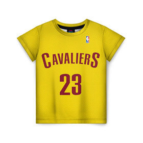 Детская футболка 3D с принтом Форма Cavaliers Cleveland жёлтая в Петрозаводске, 100% гипоаллергенный полиэфир | прямой крой, круглый вырез горловины, длина до линии бедер, чуть спущенное плечо, ткань немного тянется | nba