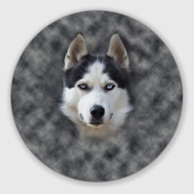 Коврик круглый с принтом Хаска в Петрозаводске, резина и полиэстер | круглая форма, изображение наносится на всю лицевую часть | мордочка | пес | собака | хаска | щенок
