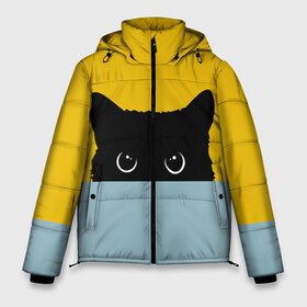 Мужская зимняя куртка 3D с принтом Черная кошка в Петрозаводске, верх — 100% полиэстер; подкладка — 100% полиэстер; утеплитель — 100% полиэстер | длина ниже бедра, свободный силуэт Оверсайз. Есть воротник-стойка, отстегивающийся капюшон и ветрозащитная планка. 

Боковые карманы с листочкой на кнопках и внутренний карман на молнии. | cat | kitty | pussycat | киса | кот | коты | котэ | кошка | мода