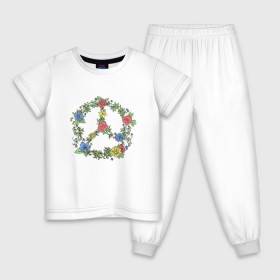 Детская пижама хлопок с принтом peace flowers в Петрозаводске, 100% хлопок |  брюки и футболка прямого кроя, без карманов, на брюках мягкая резинка на поясе и по низу штанин
 | flowers | peace | мир | цветы