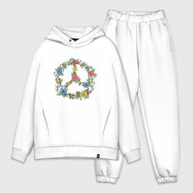 Мужской костюм хлопок OVERSIZE с принтом peace flowers в Петрозаводске,  |  | flowers | peace | мир | цветы