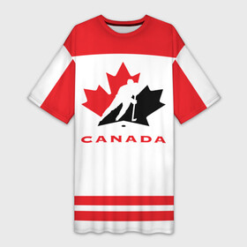 Платье-футболка 3D с принтом TEAM CANADA в Петрозаводске,  |  | 2017 | canada | team | teamcanada | канада | мира | россия | хоккей | чемпионат | чм2017