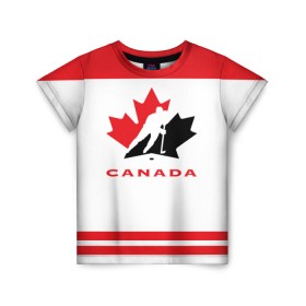 Детская футболка 3D с принтом TEAM CANADA в Петрозаводске, 100% гипоаллергенный полиэфир | прямой крой, круглый вырез горловины, длина до линии бедер, чуть спущенное плечо, ткань немного тянется | 2017 | canada | team | teamcanada | канада | мира | россия | хоккей | чемпионат | чм2017