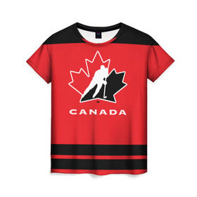 Женская футболка 3D с принтом TEAM CANADA в Петрозаводске, 100% полиэфир ( синтетическое хлопкоподобное полотно) | прямой крой, круглый вырез горловины, длина до линии бедер | 2017 | canada | hochey | team | teamcanada | канада | мира | россия | хоккей | чемпионат | чм2017