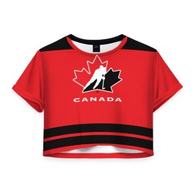Женская футболка 3D укороченная с принтом TEAM CANADA в Петрозаводске, 100% полиэстер | круглая горловина, длина футболки до линии талии, рукава с отворотами | 2017 | canada | hochey | team | teamcanada | канада | мира | россия | хоккей | чемпионат | чм2017