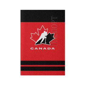 Обложка для паспорта матовая кожа с принтом TEAM CANADA в Петрозаводске, натуральная матовая кожа | размер 19,3 х 13,7 см; прозрачные пластиковые крепления | Тематика изображения на принте: 2017 | canada | hochey | team | teamcanada | канада | мира | россия | хоккей | чемпионат | чм2017